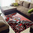 Personalized Sydney Swans Football Mascot Area Rug Aboriginal Dot Art Style Vibrant Indigenous Pattern Design