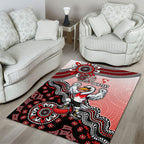 Personalized Sydney Swans Football Mascot Area Rug Aboriginal Dot Art Style Vibrant Indigenous Pattern Design