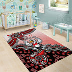Personalized Sydney Swans Football Mascot Area Rug Aboriginal Dot Art Style Vibrant Indigenous Pattern Design