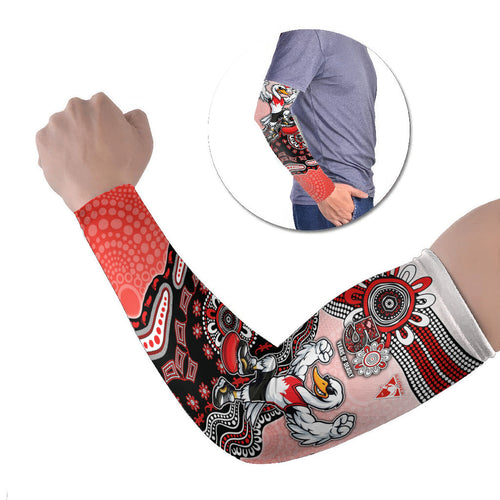 Personalized Sydney Swans Football Mascot Arm Sleeves Aboriginal Dot Art Style Vibrant Indigenous Pattern Design