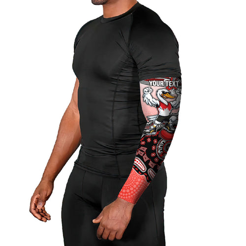 Personalized Sydney Swans Football Mascot Arm Sleeves Aboriginal Dot Art Style Vibrant Indigenous Pattern Design