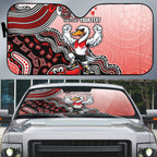 Personalized Sydney Swans Football Mascot Auto Sun Shade Aboriginal Dot Art Style Vibrant Indigenous Pattern Design