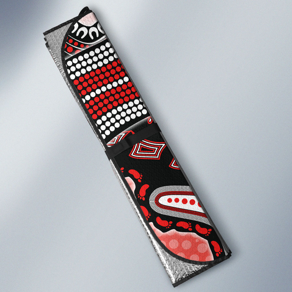 Personalized Sydney Swans Football Mascot Auto Sun Shade Aboriginal Dot Art Style Vibrant Indigenous Pattern Design