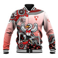 Personalized Sydney Swans Football Mascot Baseball Jacket Aboriginal Dot Art Style Vibrant Indigenous Pattern Design