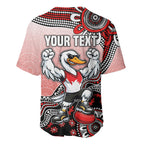 Personalized Sydney Swans Football Mascot Baseball Jersey Aboriginal Dot Art Style Vibrant Indigenous Pattern Design