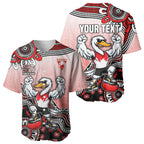 Personalized Sydney Swans Football Mascot Baseball Jersey Aboriginal Dot Art Style Vibrant Indigenous Pattern Design