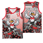 Personalized Sydney Swans Football Mascot Basketball Jersey Aboriginal Dot Art Style Vibrant Indigenous Pattern Design