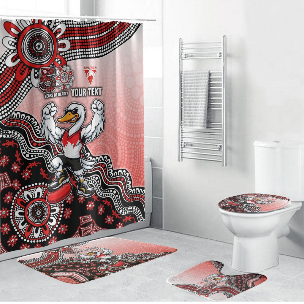 Personalized Sydney Swans Football Mascot Bathroom Set Aboriginal Dot Art Style Vibrant Indigenous Pattern Design