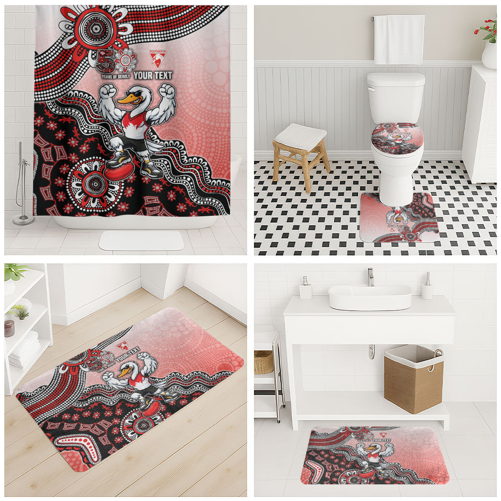 Personalized Sydney Swans Football Mascot Bathroom Set Aboriginal Dot Art Style Vibrant Indigenous Pattern Design