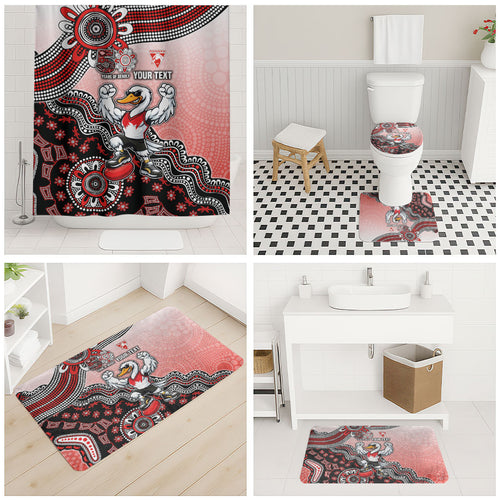 Personalized Sydney Swans Football Mascot Bathroom Set Aboriginal Dot Art Style Vibrant Indigenous Pattern Design
