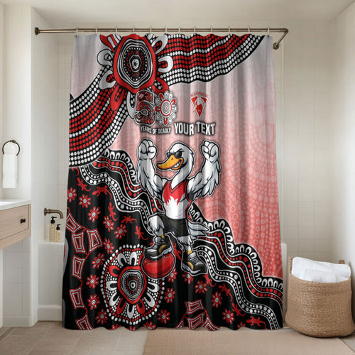 Personalized Sydney Swans Football Mascot Bathroom Set Aboriginal Dot Art Style Vibrant Indigenous Pattern Design