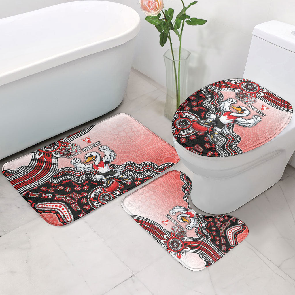 Personalized Sydney Swans Football Mascot Bathroom Set Aboriginal Dot Art Style Vibrant Indigenous Pattern Design