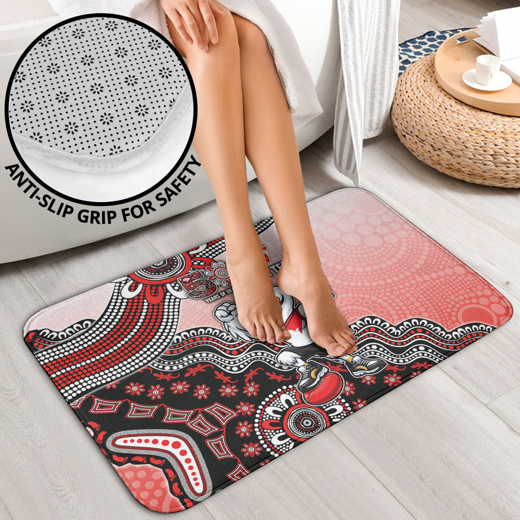 Personalized Sydney Swans Football Mascot Bathroom Set Aboriginal Dot Art Style Vibrant Indigenous Pattern Design
