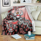 Personalized Sydney Swans Football Mascot Blanket Aboriginal Dot Art Style Vibrant Indigenous Pattern Design