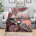 Personalized Sydney Swans Football Mascot Blanket Aboriginal Dot Art Style Vibrant Indigenous Pattern Design