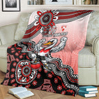 Personalized Sydney Swans Football Mascot Blanket Aboriginal Dot Art Style Vibrant Indigenous Pattern Design
