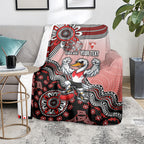 Personalized Sydney Swans Football Mascot Blanket Aboriginal Dot Art Style Vibrant Indigenous Pattern Design