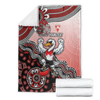 Personalized Sydney Swans Football Mascot Blanket Aboriginal Dot Art Style Vibrant Indigenous Pattern Design
