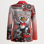 Personalized Sydney Swans Football Mascot Blazer Aboriginal Dot Art Style Vibrant Indigenous Pattern Design