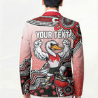 Personalized Sydney Swans Football Mascot Blazer Aboriginal Dot Art Style Vibrant Indigenous Pattern Design