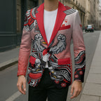 Personalized Sydney Swans Football Mascot Blazer Aboriginal Dot Art Style Vibrant Indigenous Pattern Design