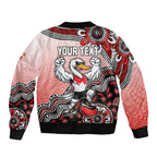 Personalized Sydney Swans Football Mascot Bomber Jacket Aboriginal Dot Art Style Vibrant Indigenous Pattern Design