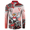 Personalized Sydney Swans Football Mascot Button Sweatshirt Aboriginal Dot Art Style Vibrant Indigenous Pattern Design