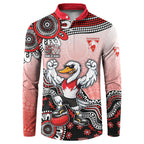 Personalized Sydney Swans Football Mascot Button Sweatshirt Aboriginal Dot Art Style Vibrant Indigenous Pattern Design