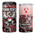Personalized Sydney Swans Football Mascot 4 in 1 Can Cooler Tumbler Aboriginal Dot Art Style Vibrant Indigenous Pattern Design