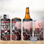 Personalized Sydney Swans Football Mascot 4 in 1 Can Cooler Tumbler Aboriginal Dot Art Style Vibrant Indigenous Pattern Design
