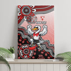 Personalized Sydney Swans Football Mascot Canvas Wall Art Aboriginal Dot Art Style Vibrant Indigenous Pattern Design
