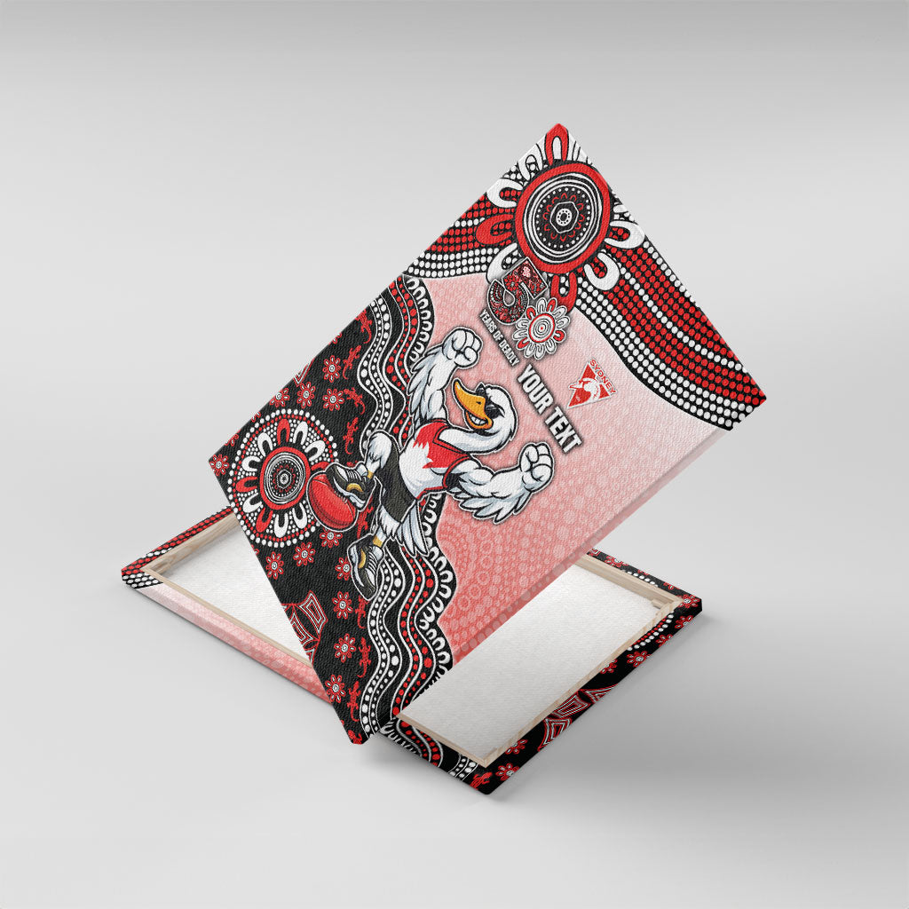 Personalized Sydney Swans Football Mascot Canvas Wall Art Aboriginal Dot Art Style Vibrant Indigenous Pattern Design