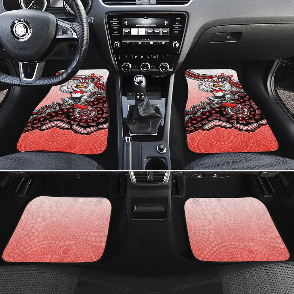 Personalized Sydney Swans Football Mascot Car Mats Aboriginal Dot Art Style Vibrant Indigenous Pattern Design
