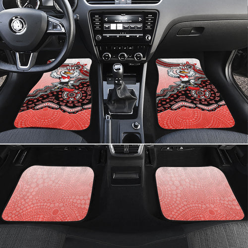 Personalized Sydney Swans Football Mascot Car Mats Aboriginal Dot Art Style Vibrant Indigenous Pattern Design