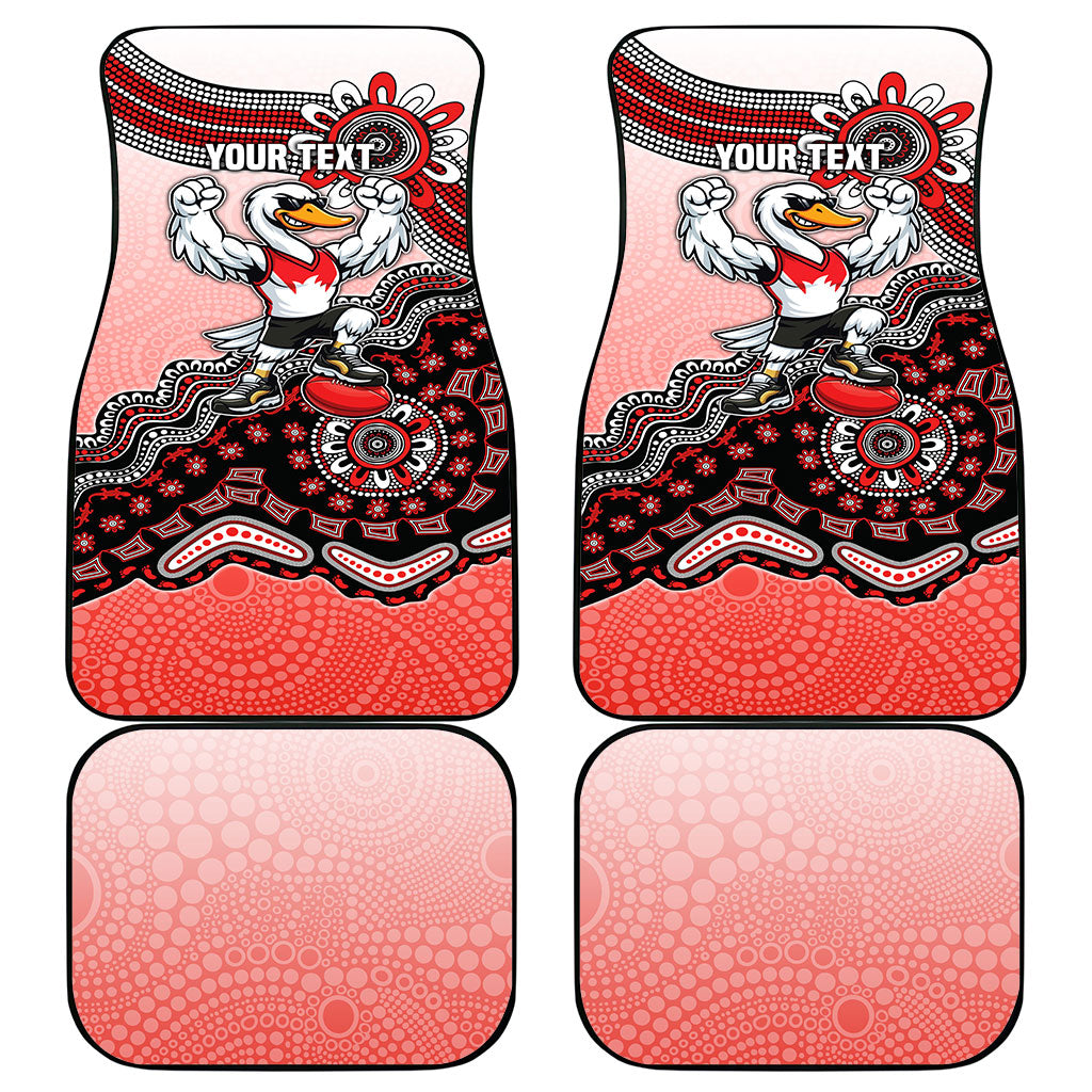 Personalized Sydney Swans Football Mascot Car Mats Aboriginal Dot Art Style Vibrant Indigenous Pattern Design