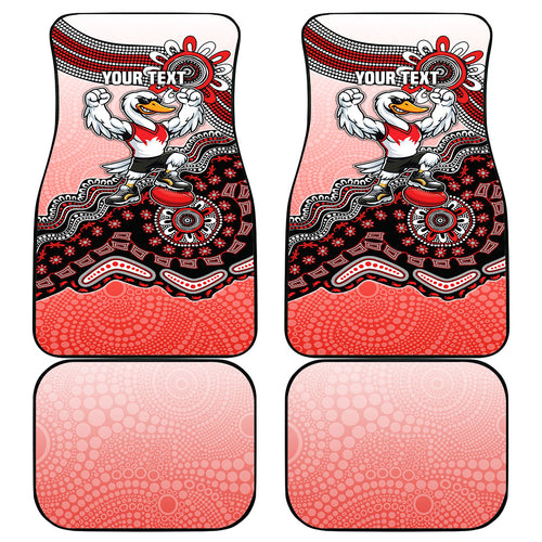 Personalized Sydney Swans Football Mascot Car Mats Aboriginal Dot Art Style Vibrant Indigenous Pattern Design