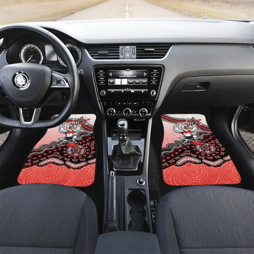 Personalized Sydney Swans Football Mascot Car Mats Aboriginal Dot Art Style Vibrant Indigenous Pattern Design