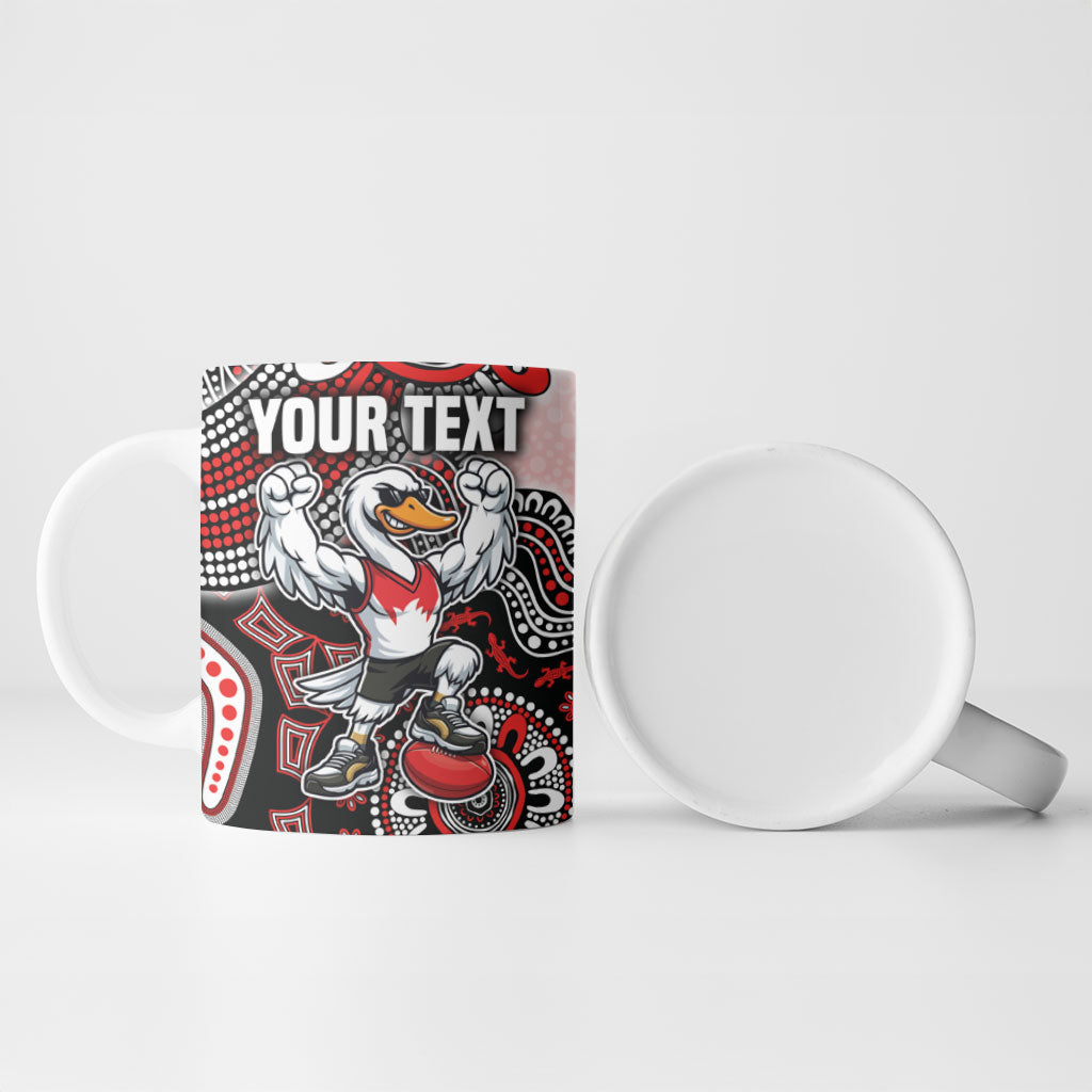 Personalized Sydney Swans Football Mascot Ceramic Mug Aboriginal Dot Art Style Vibrant Indigenous Pattern Design