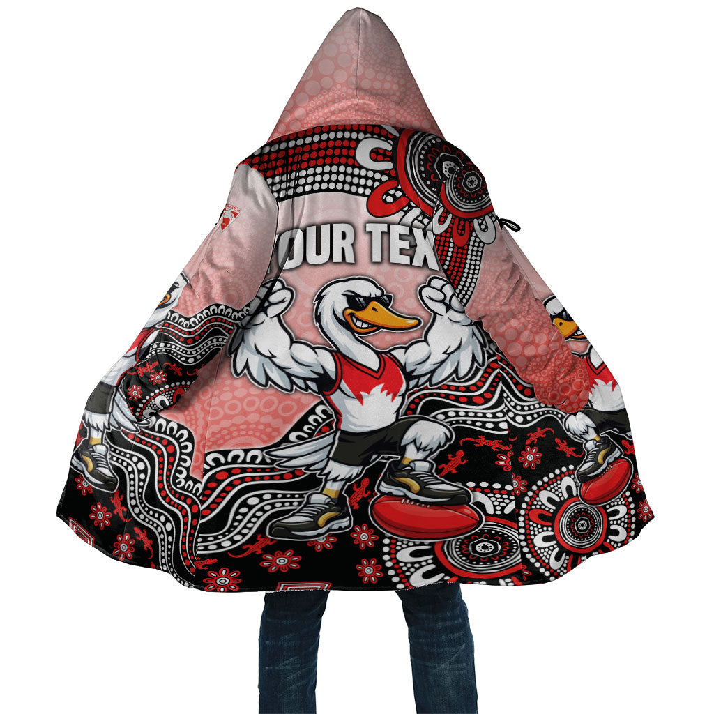 Personalized Sydney Swans Football Mascot Cloak Aboriginal Dot Art Style Vibrant Indigenous Pattern Design