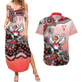 Personalized Sydney Swans Football Mascot Couples Matching Summer Maxi Dress and Hawaiian Shirt Aboriginal Dot Art Style Vibrant Indigenous Pattern Design