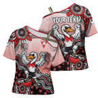 Personalized Sydney Swans Football Mascot Cross Shoulder Shirt Aboriginal Dot Art Style Vibrant Indigenous Pattern Design