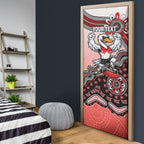 Personalized Sydney Swans Football Mascot Door Cover Aboriginal Dot Art Style Vibrant Indigenous Pattern Design