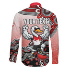 Personalized Sydney Swans Football Mascot Family Matching Mermaid Dress and Hawaiian Shirt Aboriginal Dot Art Style Vibrant Indigenous Pattern Design