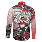 Personalized Sydney Swans Football Mascot Family Matching Short Sleeve Bodycon Dress and Hawaiian Shirt Aboriginal Dot Art Style Vibrant Indigenous Pattern Design