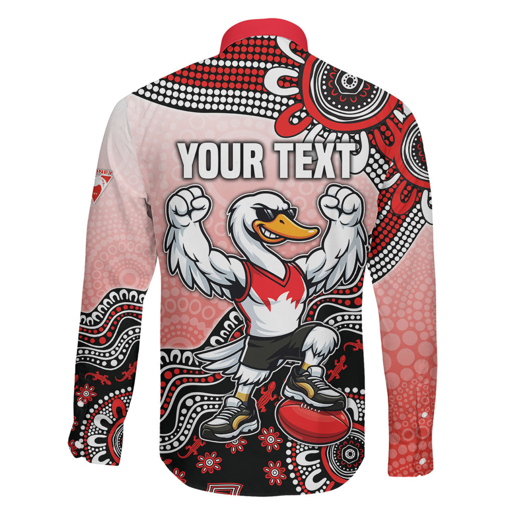 Personalized Sydney Swans Football Mascot Family Matching Summer Maxi Dress and Hawaiian Shirt Aboriginal Dot Art Style Vibrant Indigenous Pattern Design