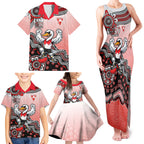 Personalized Sydney Swans Football Mascot Family Matching Tank Maxi Dress and Hawaiian Shirt Aboriginal Dot Art Style Vibrant Indigenous Pattern Design