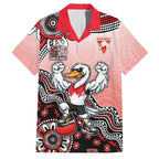 Personalized Sydney Swans Football Mascot Family Matching Tank Maxi Dress and Hawaiian Shirt Aboriginal Dot Art Style Vibrant Indigenous Pattern Design