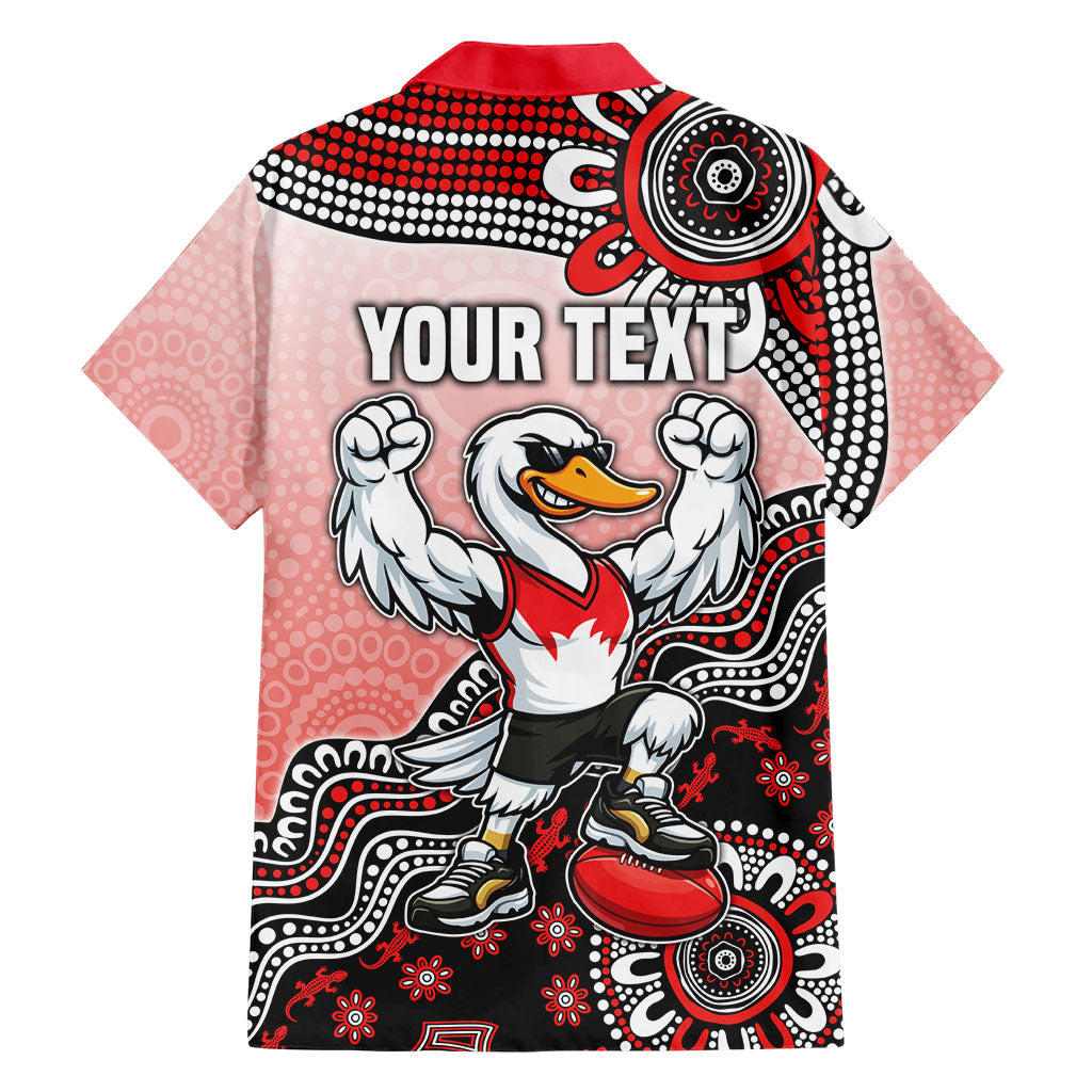 Personalized Sydney Swans Football Mascot Family Matching Tank Maxi Dress and Hawaiian Shirt Aboriginal Dot Art Style Vibrant Indigenous Pattern Design