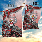 Personalized Sydney Swans Football Mascot Garden Flag Aboriginal Dot Art Style Vibrant Indigenous Pattern Design