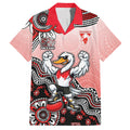 Personalized Sydney Swans Football Mascot Hawaiian Shirt Aboriginal Dot Art Style Vibrant Indigenous Pattern Design